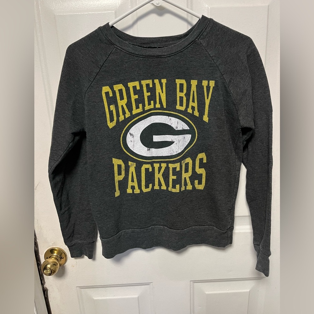 NFL Green Bay Packers Women's cropped Charcoal Sweatshirt - Picture 1 of 3